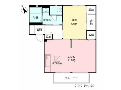 トルー・ハート(1LDK/2階)の間取り写真