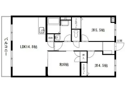 エスペランサAOI(3LDK/3階)の間取り写真