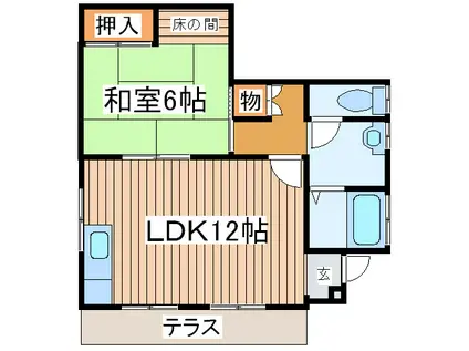 クレインヒルII(1LDK/1階)の間取り写真