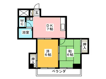 サンライズ61(2DK/3階)の間取り写真