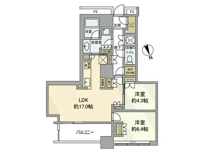 勝どき ザ・タワー(2LDK/19階)の間取り写真