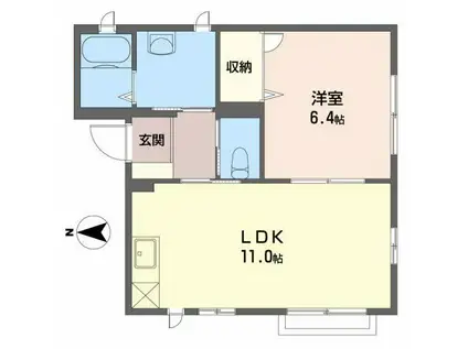 プチ・フルール(1LDK/2階)の間取り写真