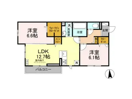 ヤフォール(2LDK/2階)の間取り写真