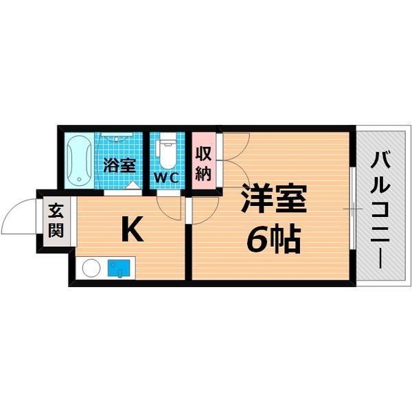 グラヴィール鶴和(1K/2階)の間取り写真
