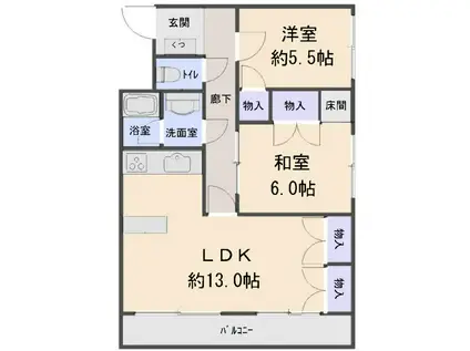 ビアンテじけまち(2LDK/3階)の間取り写真