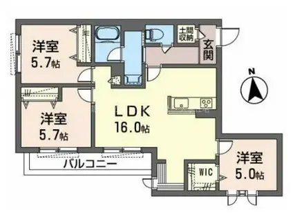 シャルム(3LDK/2階)の間取り写真