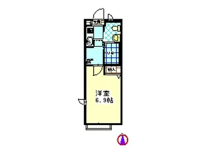 カサフェリスII(1K/1階)の間取り写真