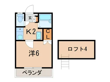 メゾン南福島(1K/2階)の間取り写真