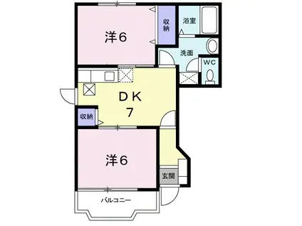エクセル浄光台A(2DK/1階)の間取り写真