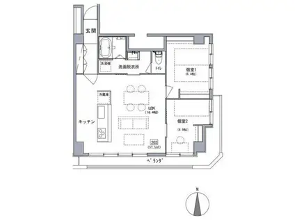 リトルキャッスル(2LDK/2階)の間取り写真