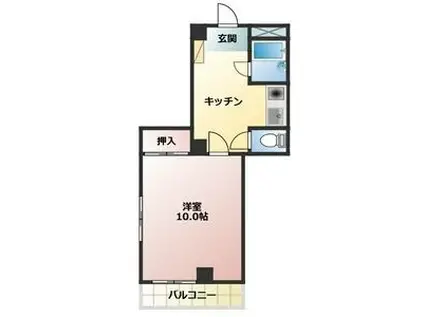 YOマンション(1K/2階)の間取り写真