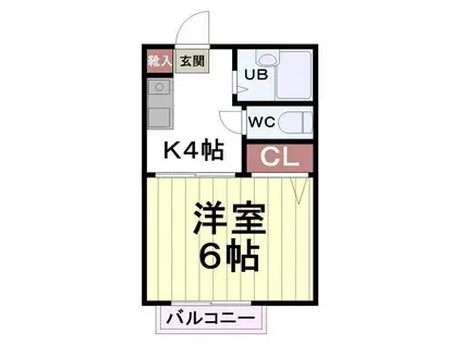 グレートハイム国立II(1K/2階)の間取り写真