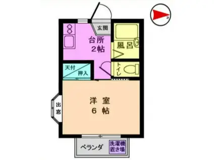 ＪＲ中央線 武蔵小金井駅 徒歩6分 2階建 築35年(1K/2階)の間取り写真