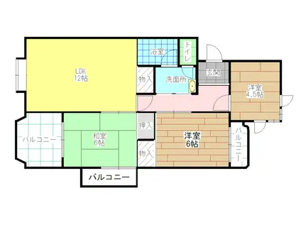 フェールブリエ片野(3LDK/2階)の間取り写真