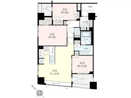 日本橋ヴォアール(3LDK/11階)の間取り写真