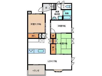 プラザ開成第1(3LDK/2階)の間取り写真