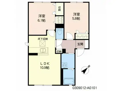 シャーメゾンハックベリー A棟(2LDK/1階)の間取り写真