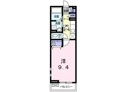 ブラン・ブランシェB(1K/1階)の間取り写真