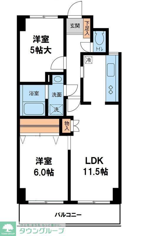CASSIA保土ヶ谷(2LDK/3階)の間取り写真
