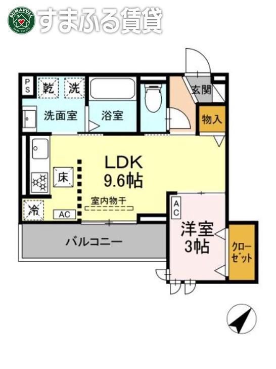 カーサ・クレール(1LDK/1階)の間取り写真