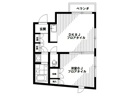 メゾンドヴェルテ明大前(1DK/1階)の間取り写真