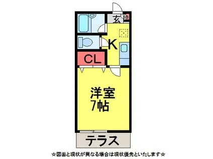 パティオ・K(1K/1階)の間取り写真