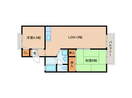 セジュールヨシダ(2LDK/2階)の間取り写真