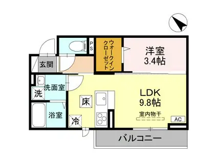 CLASSEUM幸西IV 107(1LDK/1階)の間取り写真