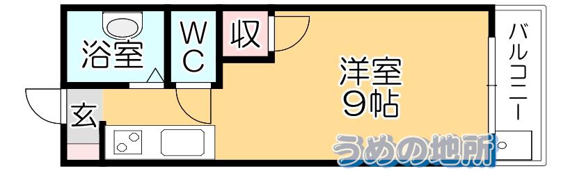 ルピナス(ワンルーム/3階)の間取り写真