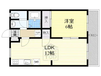 ベルジュネス(1LDK/2階)の間取り写真