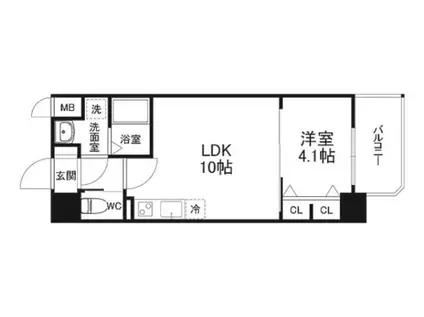 AND TERRACE天王寺(1LDK/5階)の間取り写真