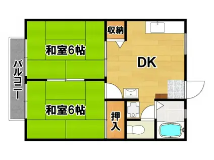 山田ハイツ(2DK/2階)の間取り写真