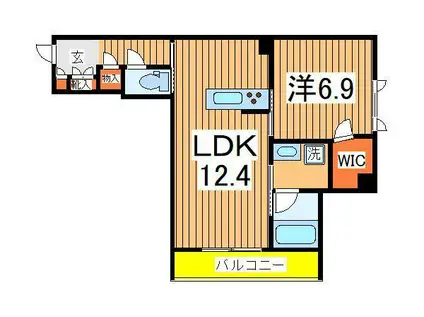 LUXLAS南流山(1LDK/2階)の間取り写真