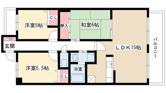 サンカーフII(3LDK/2階)の間取り写真