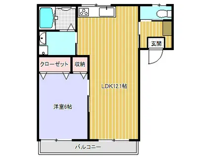 スカイハイツI(1LDK/1階)の間取り写真