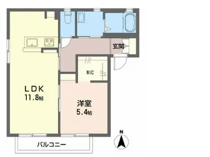 フォンテーヌ東A(1LDK/1階)の間取り写真