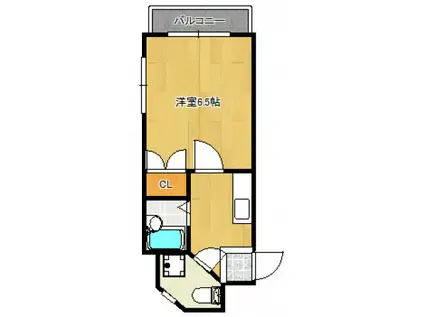 リベラル(1K/2階)の間取り写真