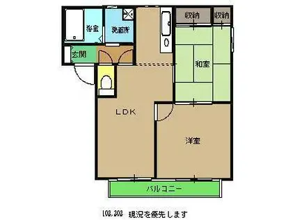 メゾン・グリシーヌB(2LDK/1階)の間取り写真