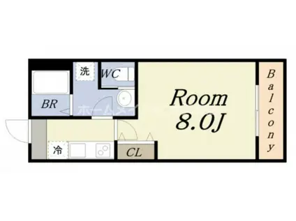 プランドールDG(1K/4階)の間取り写真