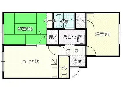 リバーサイド苫生(2DK/1階)の間取り写真
