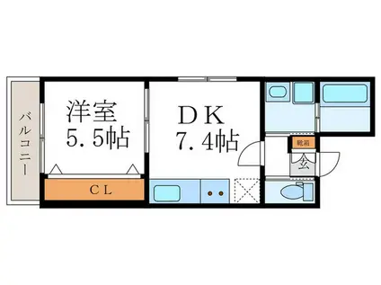 BLANC NEIGE二条城北(1DK/3階)の間取り写真