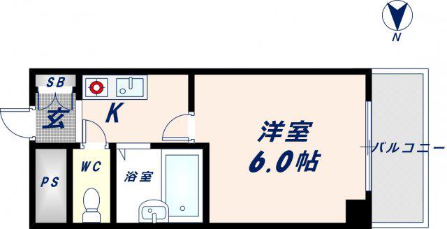 グランデージ新深江(1K/2階)の間取り写真