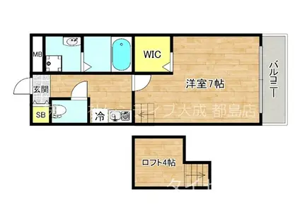 地下鉄谷町線 太子橋今市駅 徒歩5分 3階建 築10年(1K/3階)の間取り写真