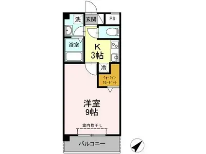 ウィング青山(1K/4階)の間取り写真