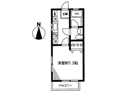 アーバンステイツ横浜西谷B棟(1K/2階)の間取り写真
