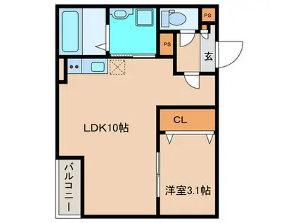JACK BIWAJIMAIII(1LDK/2階)の間取り写真
