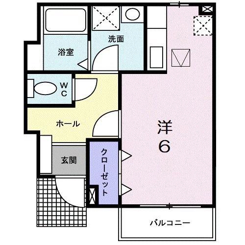 ノールヴィラージュ(1K/1階)の間取り写真
