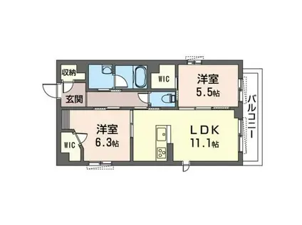 ルナージュ参番館(2LDK/3階)の間取り写真