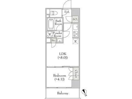 ルミーク関内II(1LDK/9階)の間取り写真