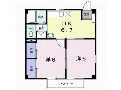 アネックス(2DK/1階)の間取り写真